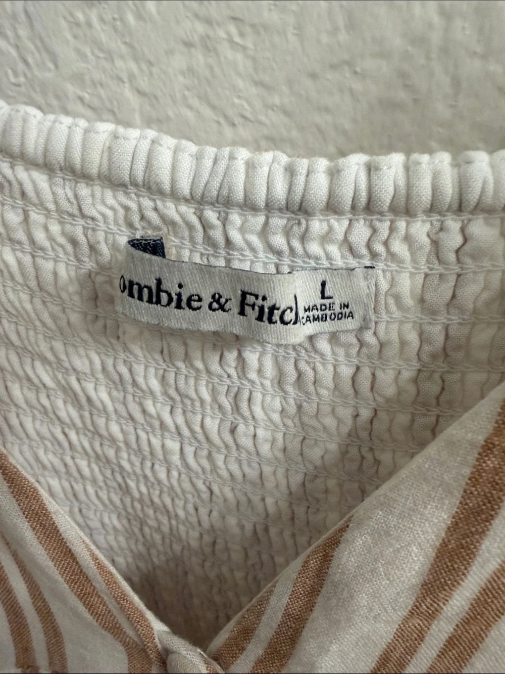 Abercrombie & Fitch Cream and Tan Striped Maxi Dress